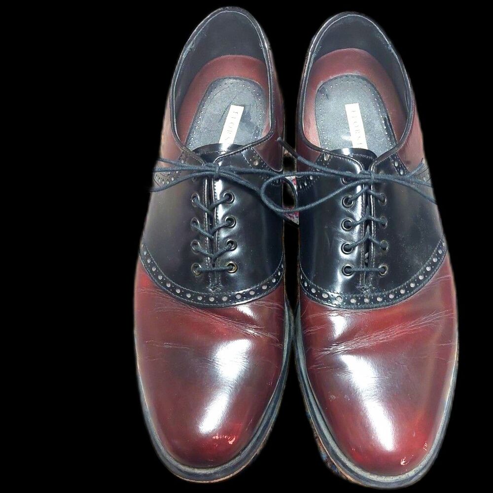 Florsheim Midtown Saddle Oxford Shoes Men’s 12D Burgundy Black Leather